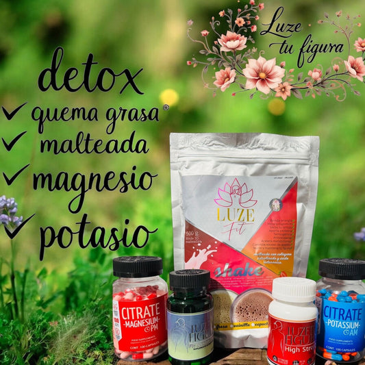 Combo high strong & fit booster detox malteada y magnesio + potasio